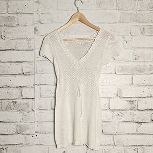 Polo Jeans Co XS Crochet Knit Dress Cover Up Ivory Boho Beach Mini